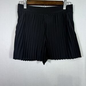 NEW A.L.C Black Accordion Pleated 3" Pull On Dress Shorts Size 0 Pockets Boho